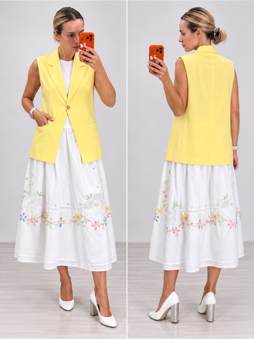L*SPACE San Marco Cover-Up Linen Blend Vest Yellow Size S NWT